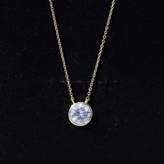 2 Carat Certified Moissanite Solitaire Necklace in Bezel Setting