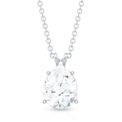 Certified Moissanite Teardrop Solitaire Pendant in Prong Setting