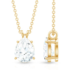 Certified Moissanite Teardrop Solitaire Pendant in Prong Setting