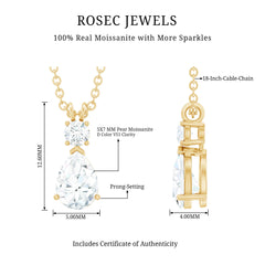 Certified Round and Pear Shaped Moissanite Two Stone Pendant