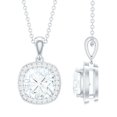 Certified 3 Carat Cushion Cut Moissanite Pendant