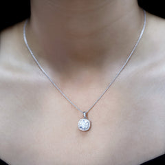 Certified 3 Carat Cushion Cut Moissanite Pendant