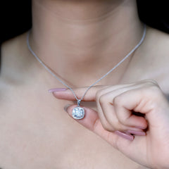 Certified 3 Carat Cushion Cut Moissanite Pendant