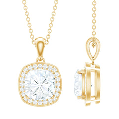 Certified 3 Carat Cushion Cut Moissanite Pendant