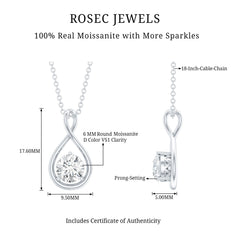 Certified Moissanite Solitaire Infinity Pendant