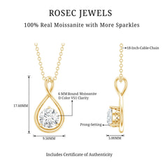 Certified Moissanite Solitaire Infinity Pendant