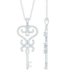 Vintage Moissanite Key Shape Pendant