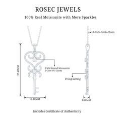 Vintage Moissanite Key Shape Pendant