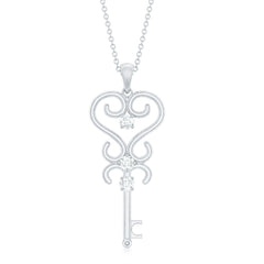 Vintage Moissanite Key Shape Pendant