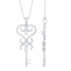 Vintage Moissanite Key Shape Pendant