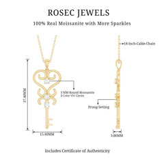 Vintage Moissanite Key Shape Pendant
