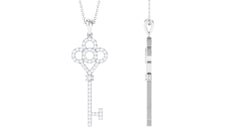Certified Moissanite Gothic Key Pendant for Women