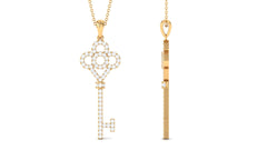 Certified Moissanite Gothic Key Pendant for Women