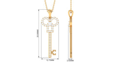 Certified Moissanite Simple Key Pendant Necklace