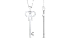 Certified Moissanite Simple Key Pendant Necklace
