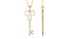 Certified Moissanite Simple Key Pendant Necklace