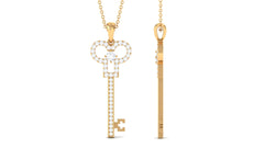 Certified Moissanite Simple Key Pendant Necklace