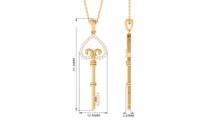 Moissanite Simple Heart Key Pendant Necklace
