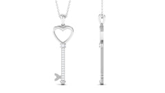 Moissanite Open Heart Key Pendant Necklace