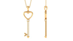 Moissanite Open Heart Key Pendant Necklace