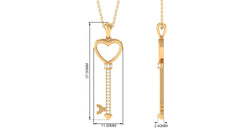 Moissanite Open Heart Key Pendant Necklace