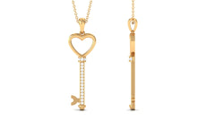 Moissanite Open Heart Key Pendant Necklace