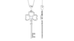 Certified Moissanite Cute Heart Key Pendant