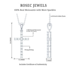 Certified Moissanite Cross Pendant Necklace for Women