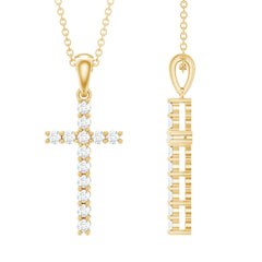 Certified Moissanite Cross Pendant Necklace for Women
