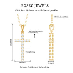 Certified Moissanite Cross Pendant Necklace for Women
