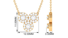 3/4 CT Certified Moissanite Trio Gold Necklace with Halo