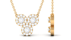 3/4 CT Certified Moissanite Trio Gold Necklace with Halo
