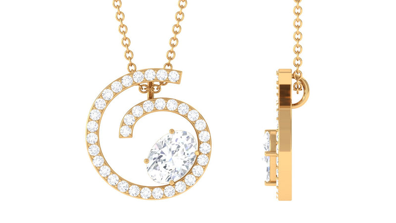 1.25 CT Contemporary Swirl Pendant with Moissanite in Gold