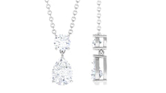 Certified Moissanite Two Stone Drop Necklace