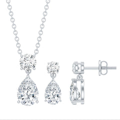 2.5 CT Moissanite Teardrop Two Stone Jewelry Set