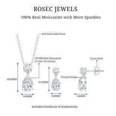 2.5 CT Moissanite Teardrop Two Stone Jewelry Set