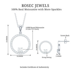 Certified Moissanite Open Circle Jewelry Set