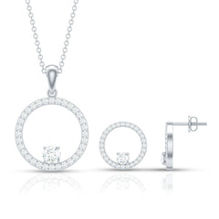 Certified Moissanite Open Circle Jewelry Set