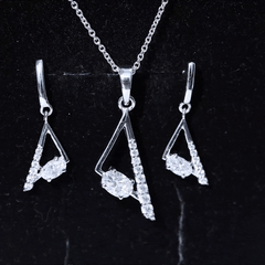 Certified Moissanite Triangle Necklace With Earrings