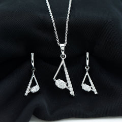 Certified Moissanite Triangle Necklace With Earrings
