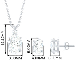 Certified 2 Carat Moissanite Oval Necklace and Earrings Set