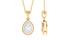 Moissanite Teardrop Halo Pendant Necklace