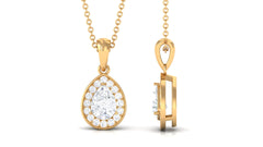 Moissanite Teardrop Halo Pendant Necklace