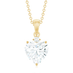 Certified 2 Carat Moissanite Heart Pendant for Women