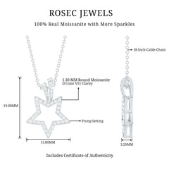 1/2 CT Certified Moissanite Star Shape Gold Pendant