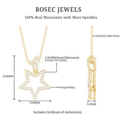 1/2 CT Certified Moissanite Star Shape Gold Pendant