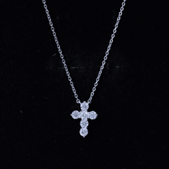Round Cut Moissanite Cross Pendant Necklace