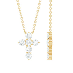 Round Cut Moissanite Cross Pendant Necklace