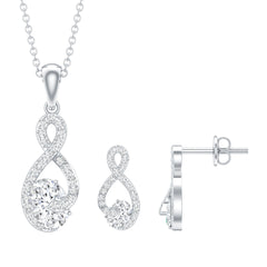 Certified Moissanite Infinity Pendant Necklace and Earring Set