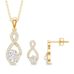 Certified Moissanite Infinity Pendant Necklace and Earring Set